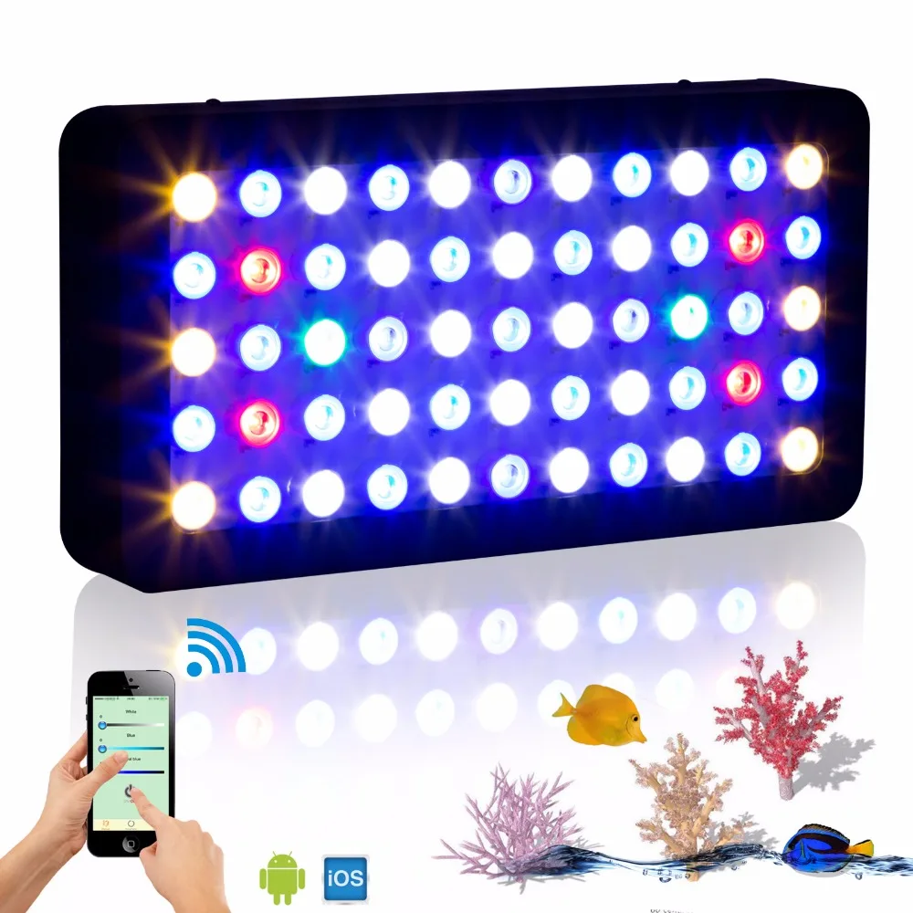 

WIFI APP Controller 165W marine led aquarium Light Dimmable 3 channels lighting for Fish Tank Coral Reef plants Iron Case