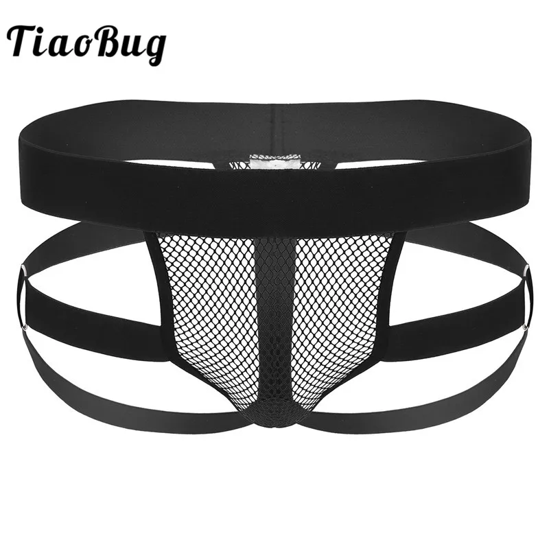 Сексуальное мужское черное нижнее белье TiaoBug открытые ягодицы сетчатый чехол