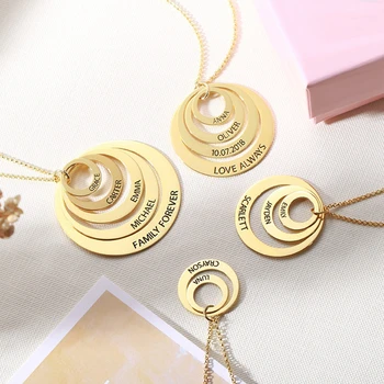 

Sweey Dropshipping Custom Engraved Family Stacked Circle Necklace Family Necklace Engraved Mother's Gift for Ebay/Amazon/Etsy