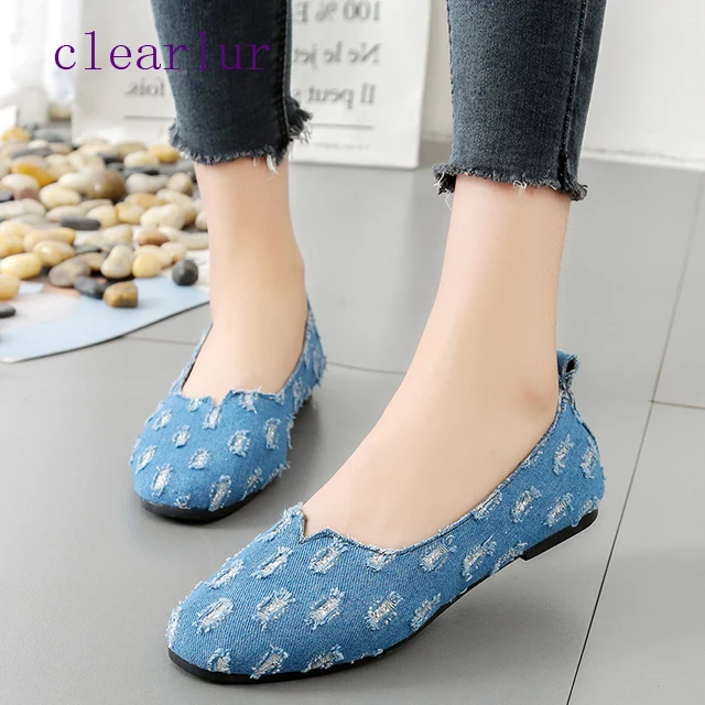 

spring Autumn Casual Canvas Shoes Women Ballet Flats Zapatillas Mujer Denim Loafers Cowgirl Chanclas Vulcanize flat shoes C154