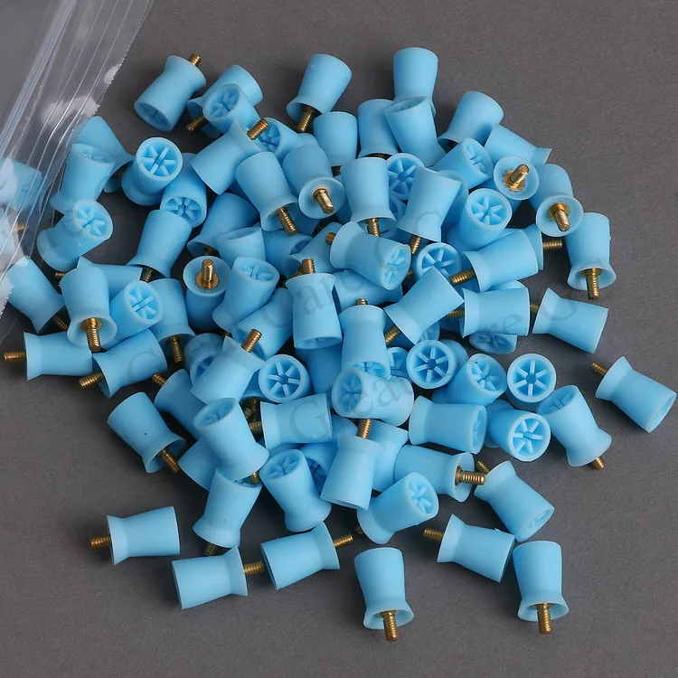 100pcs Dental Light Blue Polishing Cup Prophylaxis Prophy Cups Screw
