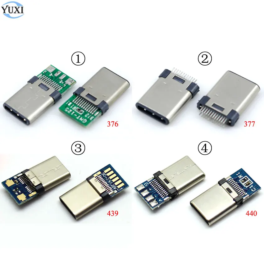 

YuXi 2pcs DIY OTG Type-C Welding Male jack Plug USB 3.1 Type C Connector with PCB Board Plugs Data Line Terminals
