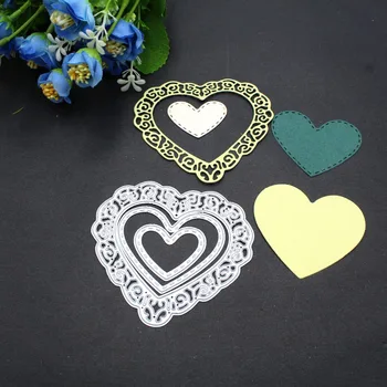 

Hemere 85X79mm 3Pcs Heart Lace Hollow Frame Metal Steel Cutting Dies Stencil DIY Scrapbooking Paper Card Embossing Die Template