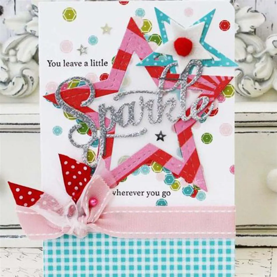 

Naifumodo Shine Sparkle Letter Word Metal Cutting Dies Steel Cutting Scrapbooking Embossing Dies And Card Making Stencil Crafts