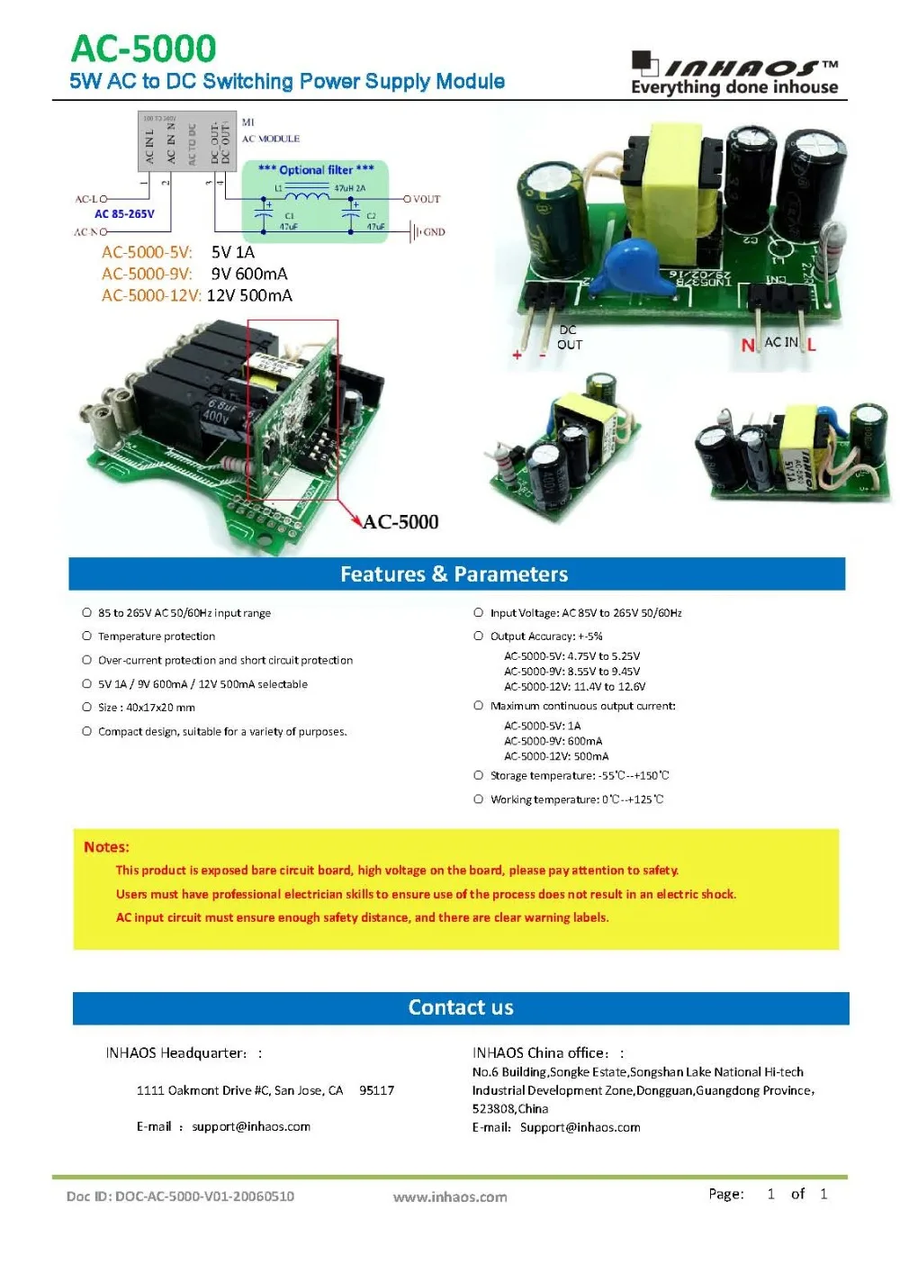AC 5000 5V DC 85 265V импульсный источник питания 1A 5W для IoT 86 чехол переключателя