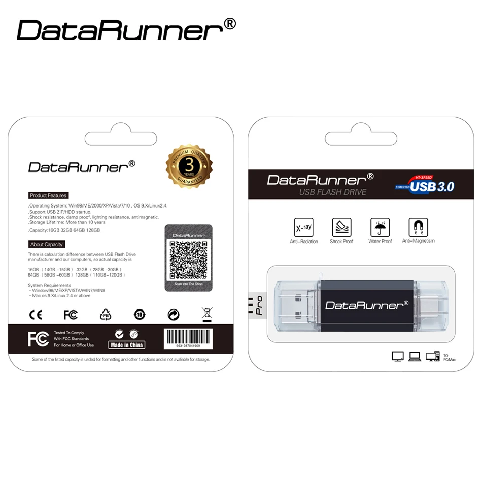 DataRunner OTG USB флеш-накопитель 3 в 1 type-C& Micro usb& флеш-накопитель USB 3,0 16 ГБ 32 ГБ 64 ГБ 128 ГБ 256 Гб флешки