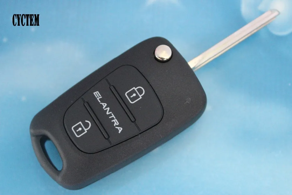 

CYCTEM 2 Buttons Car Flip Folding Remote Key Shell Fob Blank Case Cover Fit For Hyundai Elantra