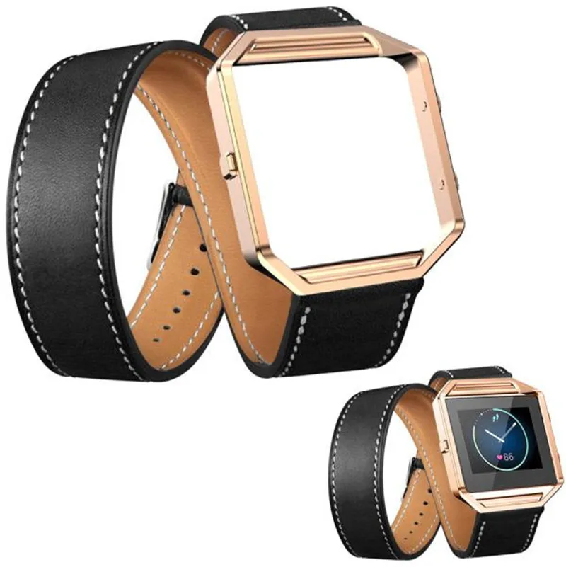 Watch Band 23mm font b Luxury b font Long Leather Double Ring Watch Band Wrist Strap