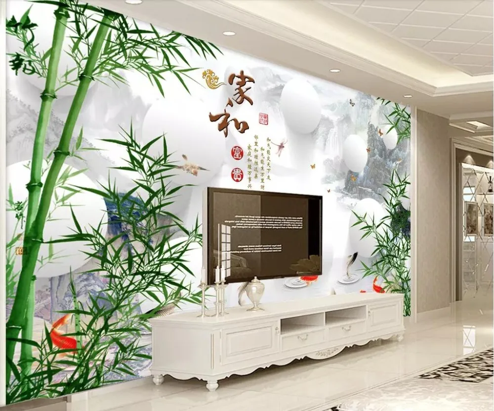 Beibehang пользовательские обои китайский бамбук 3d китайской живописи тушью ТВ фоне стены 3d гостиная спальня росписи 3d обои