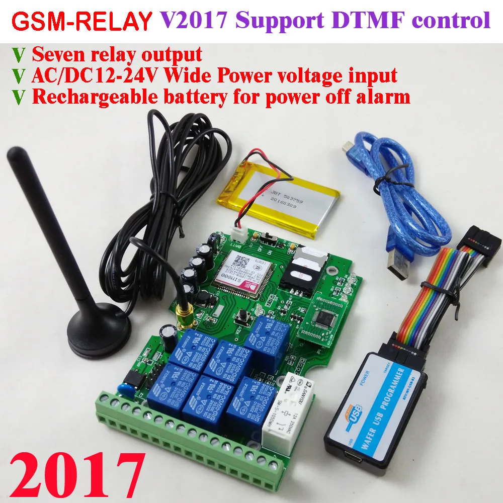 

Free shipping Seven relay Output GSM gate opener by Free Call or SMS command to operate battery for power failure alert