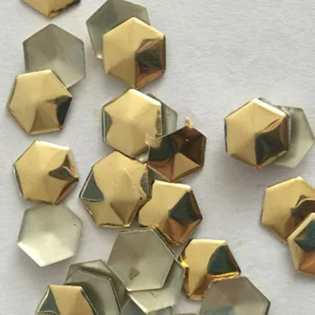 

1440pc 8mm Hexagon Football Shape Gold Hotfix Rhinestuds FlatBack Iron On Glue on Nailheads Metalic Studs For Clothing/shoe DIY