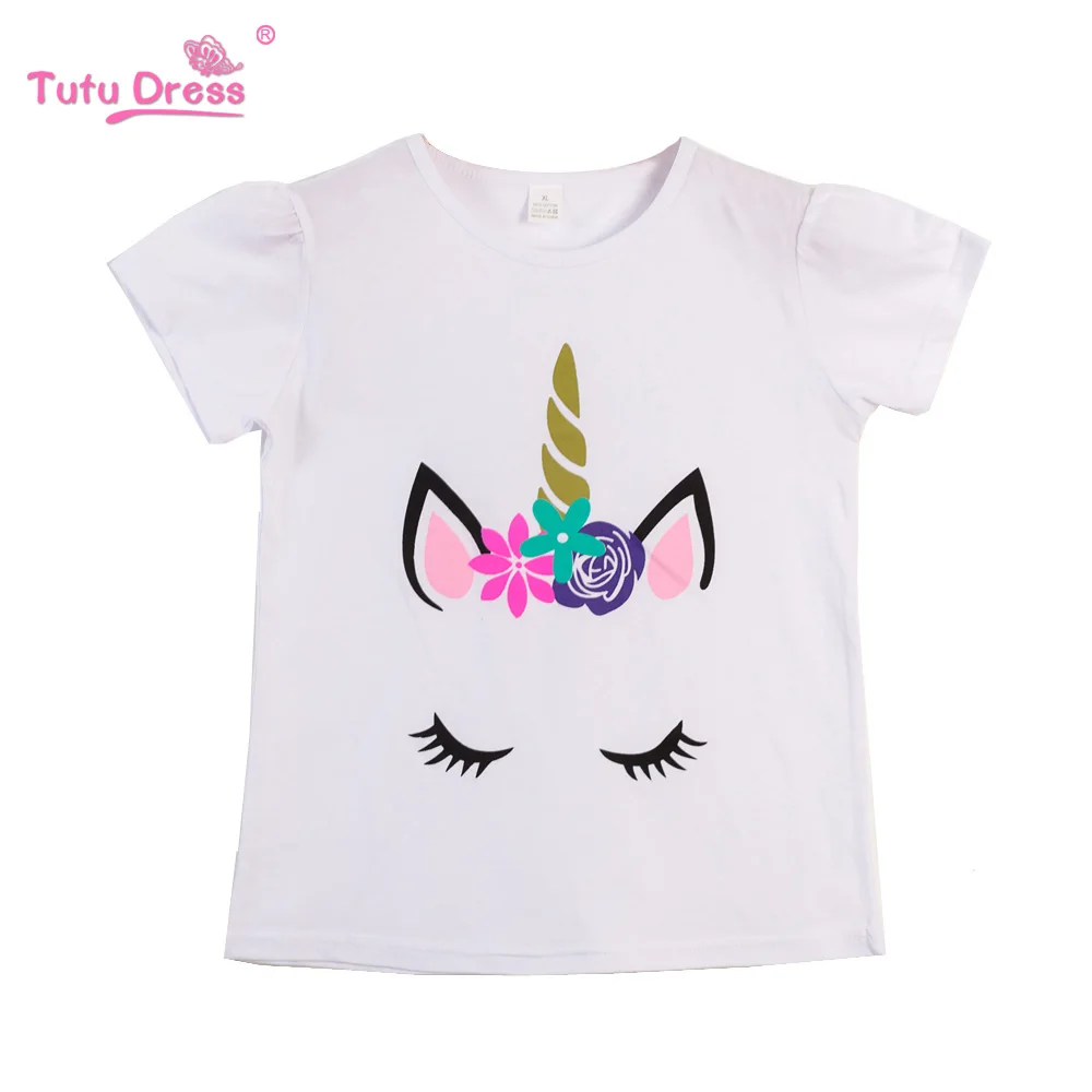 

2019 Girls Tops Summer Short Sleeve T-shirts Cartoon Pattern Casual Cotton Tees Cute Girls Clothing