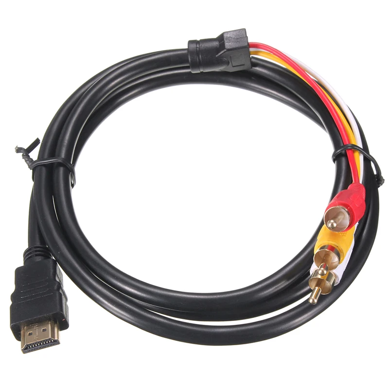 Черного цвета на каблуках высотой 5 футов 1 м HDMI Мужской до 3 RCA аудио видео кабель AV