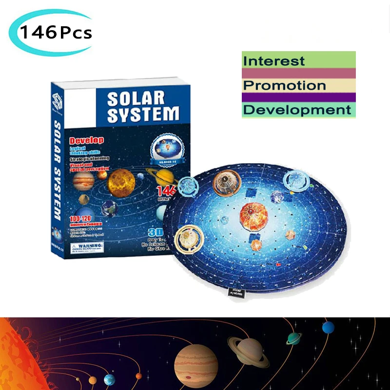 146Pcs Child Assembly Planet Solar System Model Toys DIY Cosmic Desktop Model Space Interest Challenge Toys Cognitive For Kids