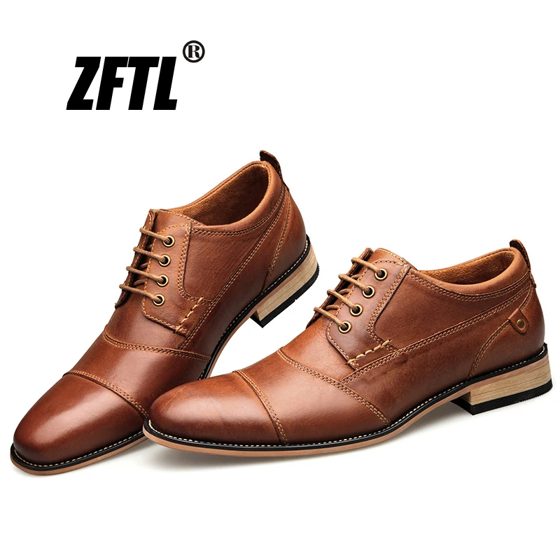 

ZFTL New Men Dress shoes Genuine Leather Man Business shoes Big Size Men's Wedding shoes Casual Lace-up shoes Handmade 013