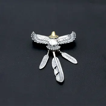 

Handmade Solid Silver 925 Golden Eagle Pendant For DIY Necklace Bracelet Vintage Indian Style Real 925 Sterling Silver Jewelry