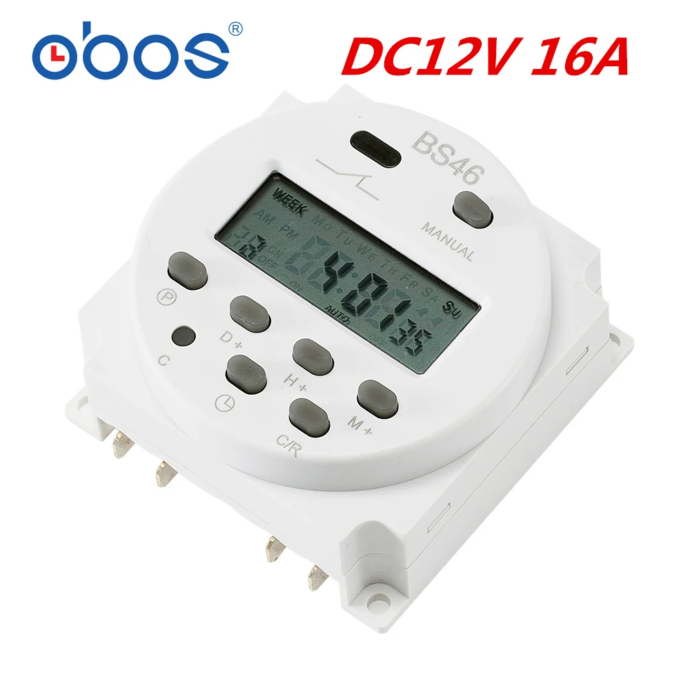 OBOS CN101A AC 220 В 230 в 240 В цифровой ЖК-дисплей таймер питания программируемый реле времени 16A таймеры CN101 таймер DC12V DC24V - Цвет: DC12V