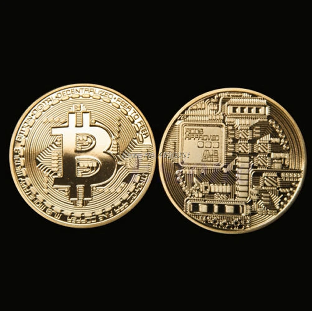 1 x Gold Plated Bitcoin Coin Collectible BTC Art Collection Gift Physical Dropshipping | Дом и сад