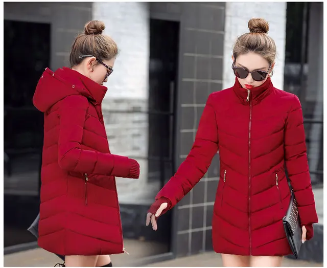 womens winter jackets and coats 2018 Parkas for women 4 Colors Wadded Jackets warm Outwear With a Hood Large Faux Fur Collar -