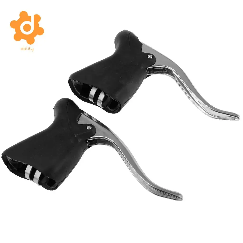 1 Pair Road Bike Drop Bar Brake Levers Bicycle Cycling Bent Brake Handles Handbrakes Fixed Gear fits for 22.2 - 23.8mm Handlebar