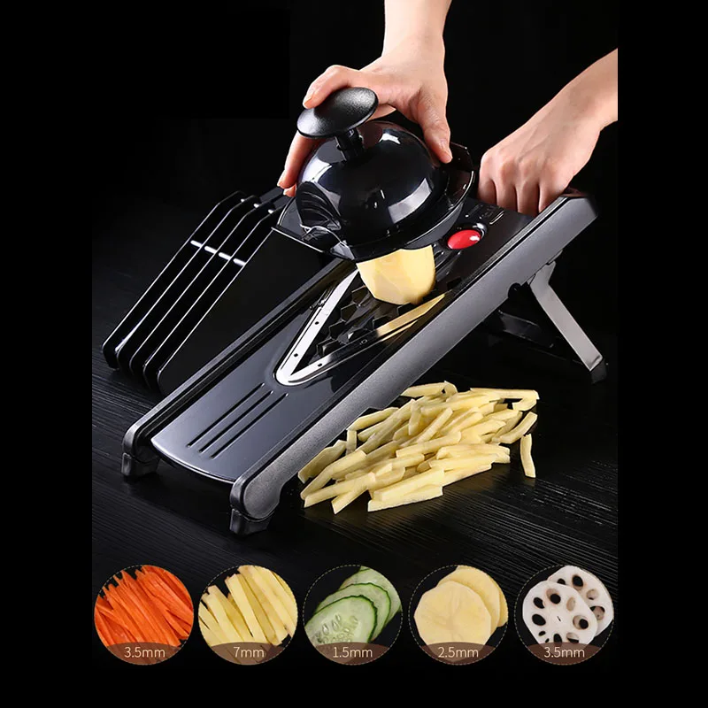 

Multi-functional Adjustable Vegetable Chopper Dicer Slicer Cutter Manual/Vegetable Grater Interchangeable Blades