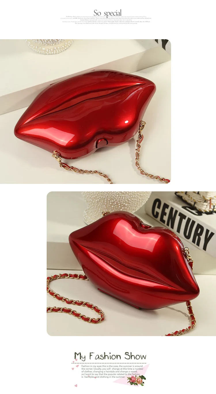 Женский красный клатч губы сумка высокого качества Женская с цепочкой сумка на плечо Bolsa вечерняя сумка форма губ кошелек