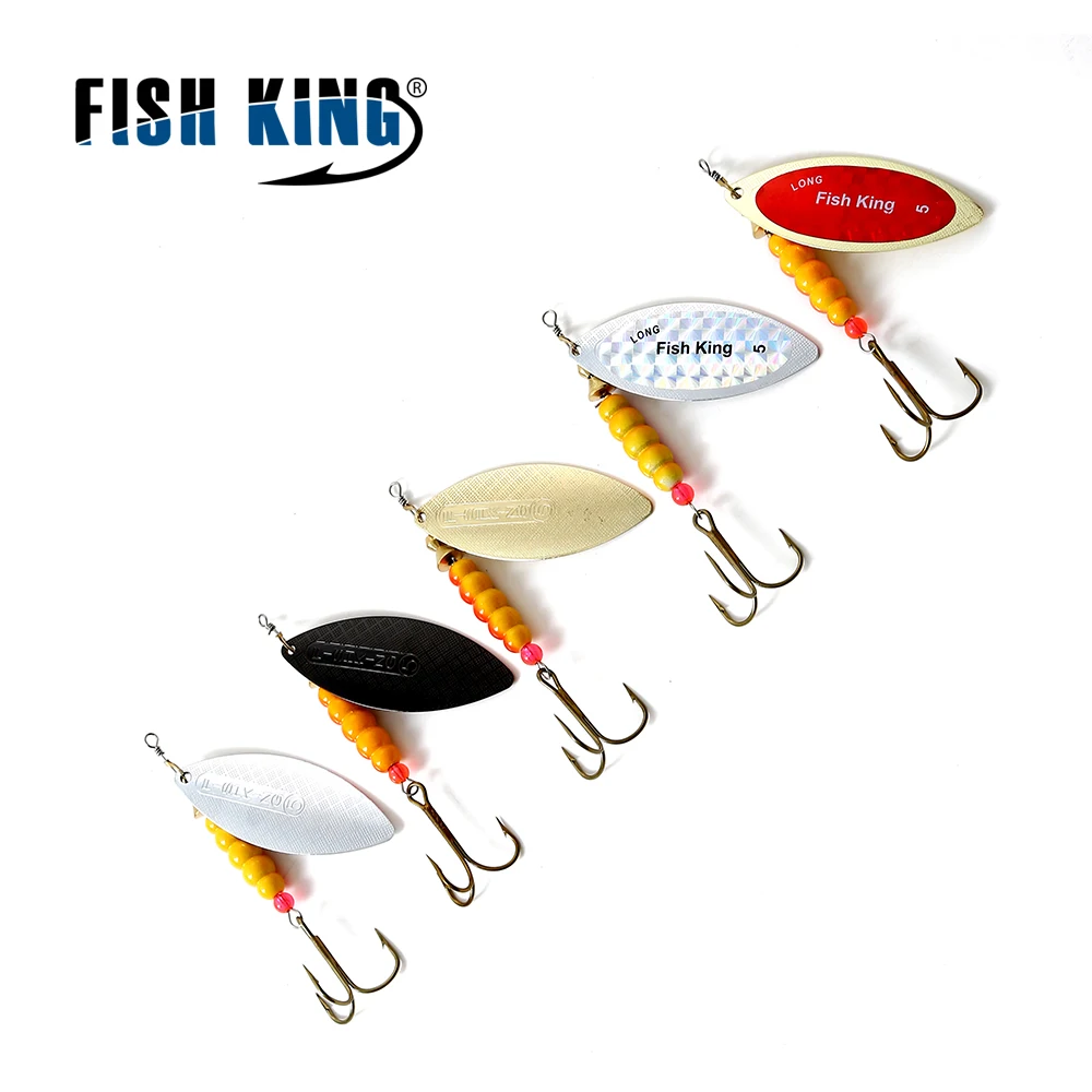 

FISH KING mepps fishing lures 1pc 5SIZE #1-#5 spinner spoon bait stainless steel shaft with mustad hook isca Pesca Fishing Lure