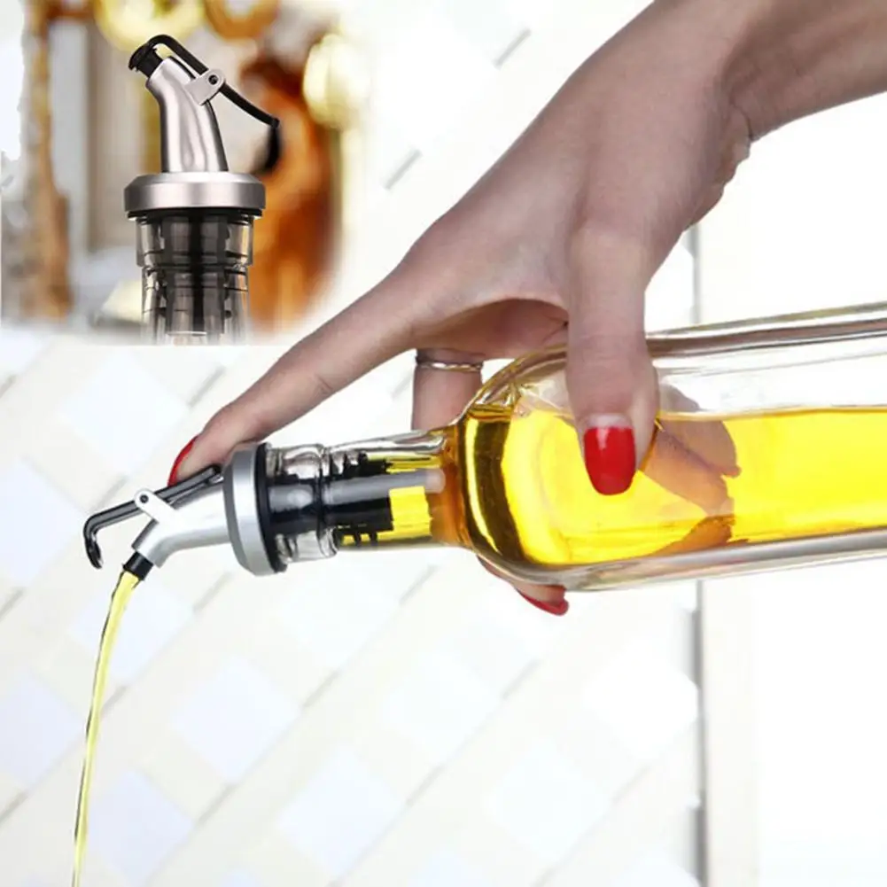 

Cruet Olive Oil Sauce Vinegar Wine Bottle Flip Cap Top Stopper Sprayer Liquor Spirit Pourer Dispenser Pourer Faucet Hot