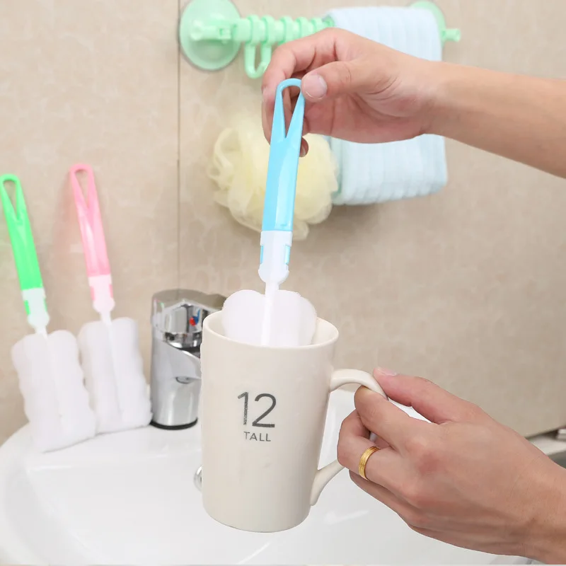 New Colorful Plastic Sponge Cup Cleaning Brush Kitchen Clean Tools for