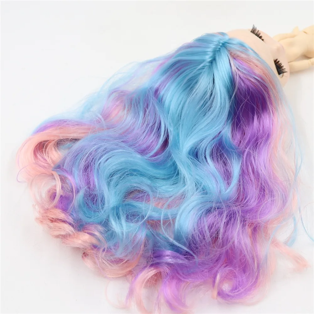 Blyth кукла ледяной rbl головы и купол красочные волосы парик для DIY пользовательские куклы