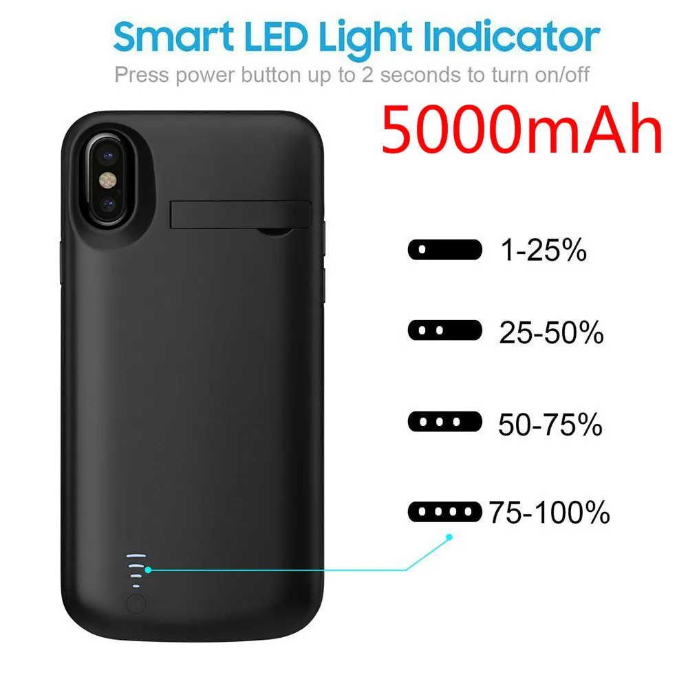 

For iphone X 5000mah Power Bank Battery Charger Case Cover For iphone X Powerbank Case Protective Case Coverage Charging