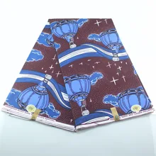 Новейший дизайн нигерийский воск ткани Африканский хлопок Принт Анкара ткань воск швейный материал Синий воздушный шар