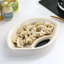 Plato para drenado de fruta y comida con platillo de inmersión, plato de plástico de doble capa con plato para servir vinagre, 30
