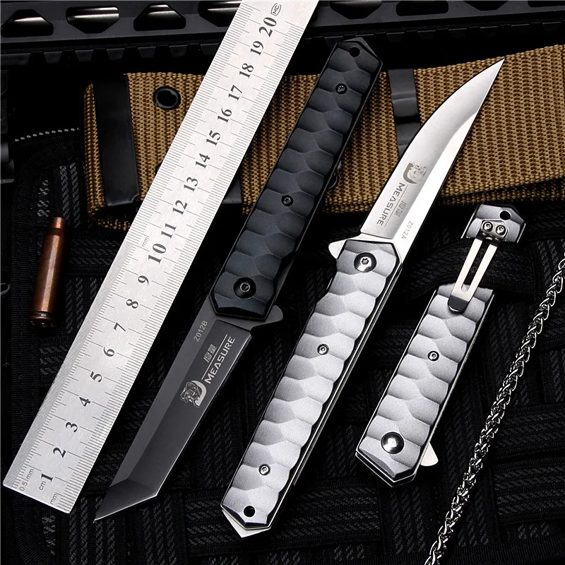 Comprar 2018 nuevo envío gratuito cuchillo plegable de fruta para exteriores de autodefensa de supervivencia salvaje 7CR17Mov acero para cuchillos de caza afilados