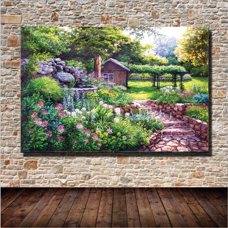 Low Price Promotional Beautiful Garden Canvas Printing Painting Wall