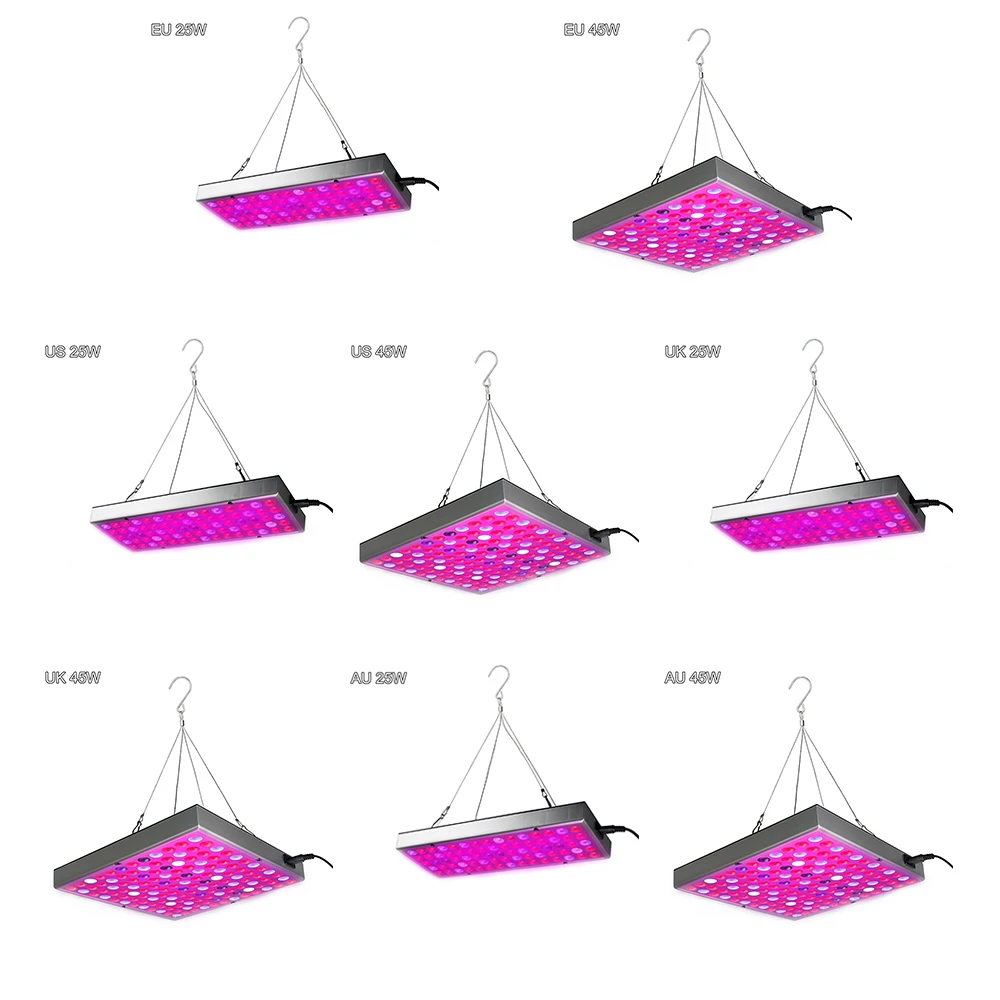 Светодиодный светильник для выращивания растений, 25 Вт, 45 Вт, AC85-265V, полный спектр, светильник для выращивания растений, цветов