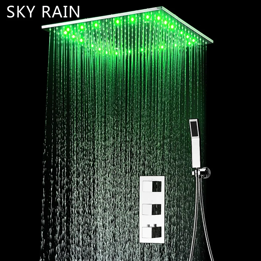 

SKY RAIN Multi-Function Shower set Rainfall SPA Mist LED Shower Head Thermostatic Valve With Hand shower