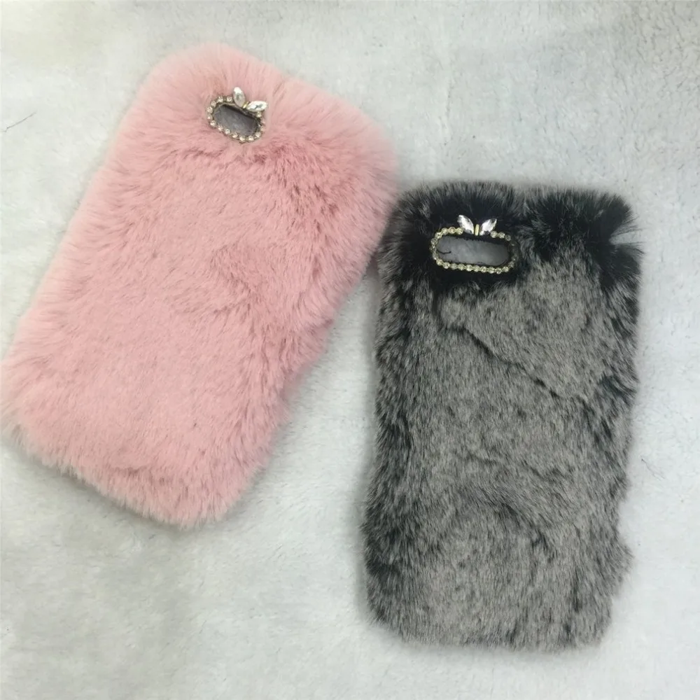 For iPhone Case Cover Fashion Fluffy Warm Soft Wool Rabbit Fur Phone Protection Shell for iPhone Series