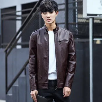 

Fall 2020 junior PU leather motorcycle jacket man fur collar youth
