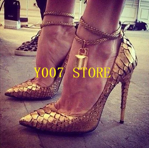 Verrouillage Picture Minces Cheville Imprimer Chaussures Or Parti Robe Talons Serpent As Pour Dame Mode De Bout En Cuir Bride Pompes La Sexy Picture as À Pointu Femmes AxXFnaa