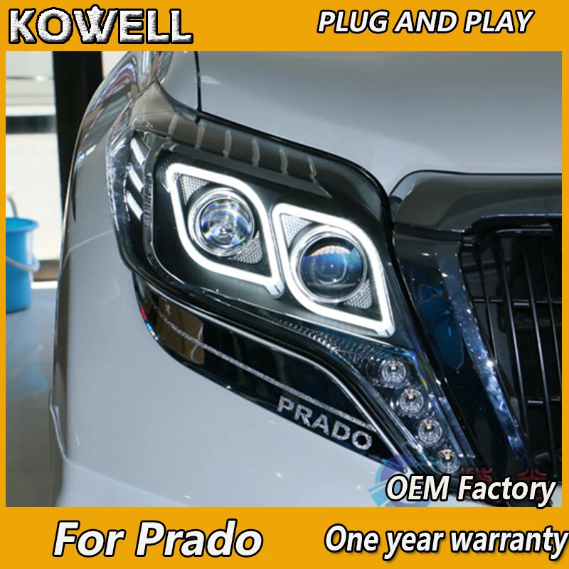 

KOWELL Car Styling Head Lamp for Toyota Prado Headlights LED 2014-2017 DRL Daytime Running Light Guide Bi-Xenon HID Accessories