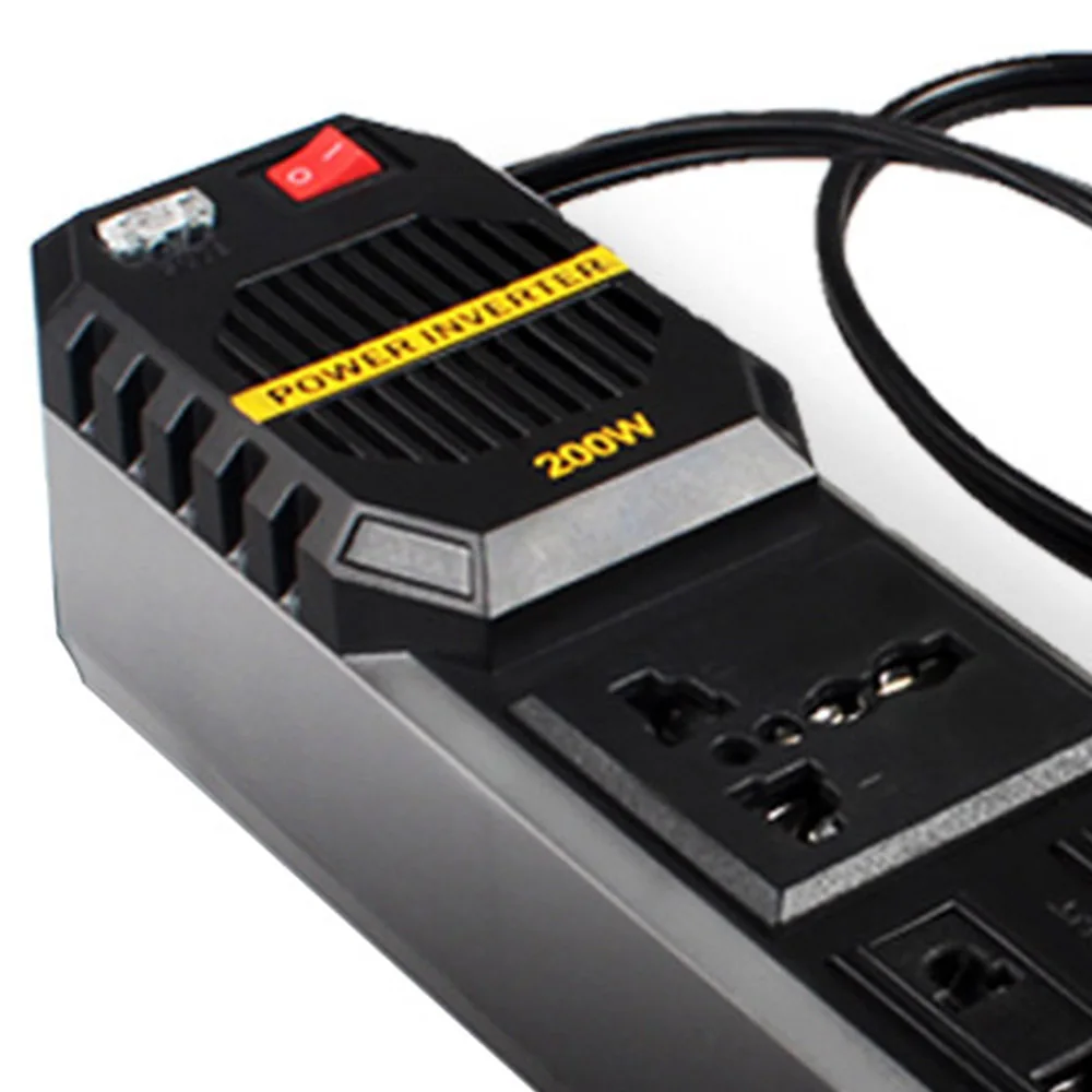  Inversor de cigarrillo de coche de 200 W de 12 V a 220 voltios de CC a CA convertidor 4 USB 3.1A ca
