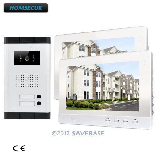 HOMSECUR 10.1\ LCD Video Door Phone Intercom Kit with 2pcs Monitors for House/Flat