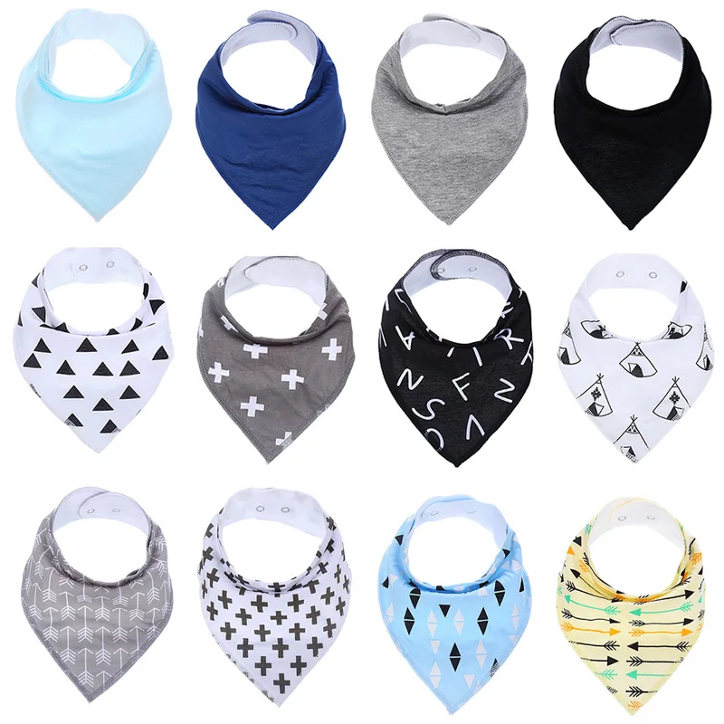 

Fashion INS cotton Baby bibs saliva towel two layer children triangular bandage star feather solid pattern saliva towel thick