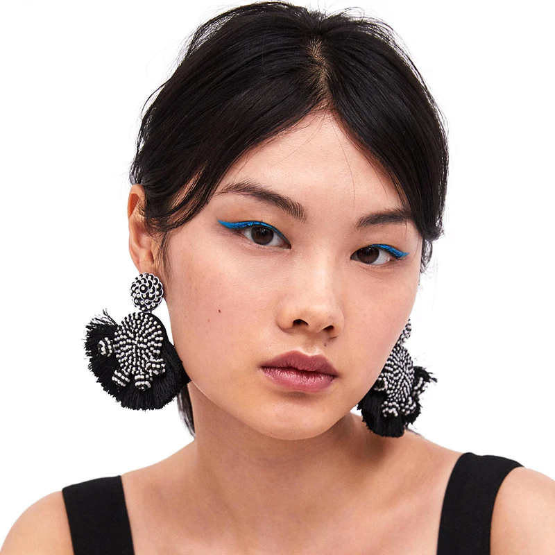 

Vodeshanliwen Hot Sale ZA Big Tassel Earrings For Women 2018 New arrival Brand Vintage Statement Dangle Earrings Ethnic Jewelry
