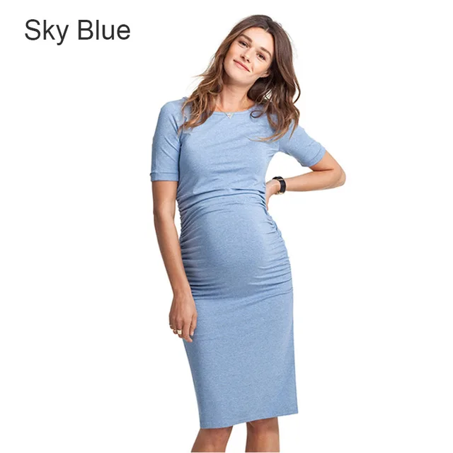 Buy O Neck Knee Length Dress Maternity Clothes