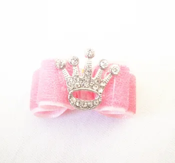 

30PC/Lot Bling Diamond Crown Dog Hair Bows Princess Dog Grooming Bows Pet Dog Accessories