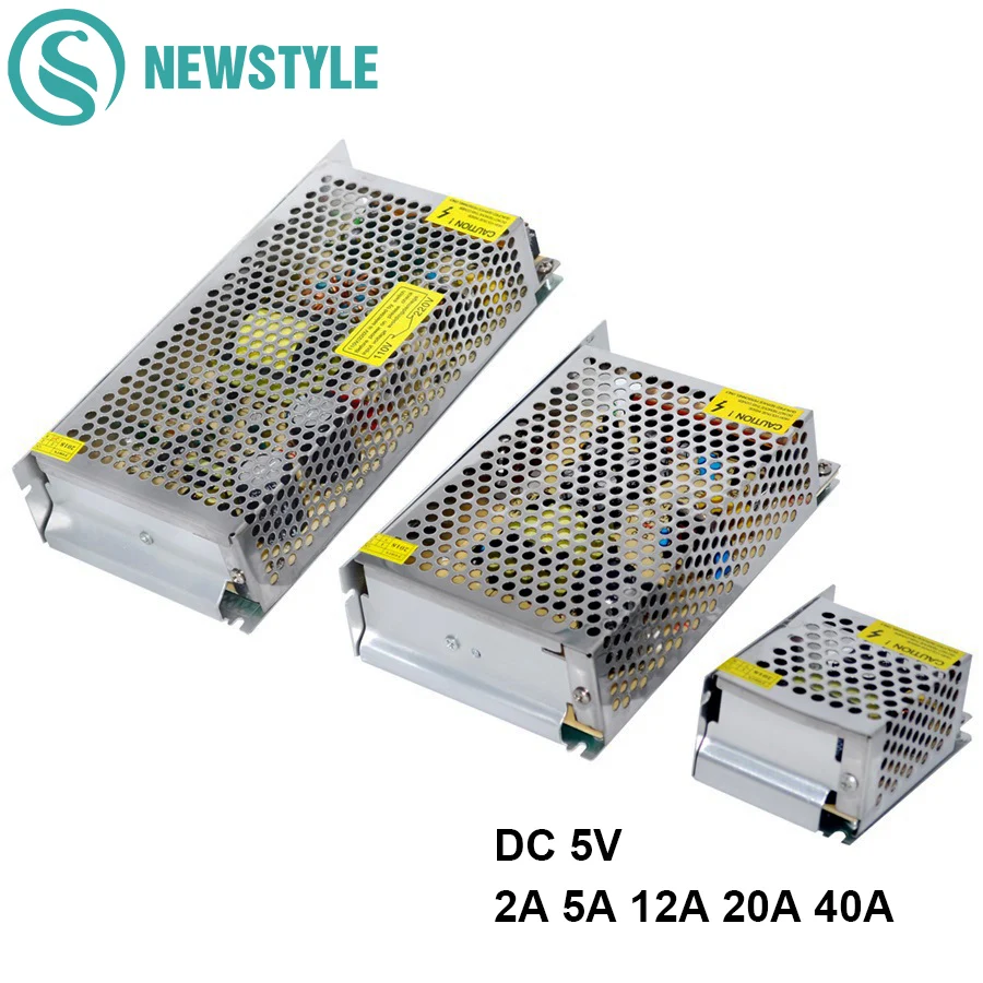 

DC5V LED Driver Power Supply 2A 5A 10A 12A 40A Lighting Transformers Driver for SMD 5050 LED Strips