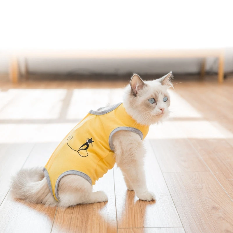 4 Designs Practical Cat Sterilization Clothes Weaning Apparel Surgical Clothing Four-Legged Anti-Lick Cat Ablactation Clothes