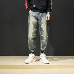 2018 осень новых молодых Для Мужчин's Повседневное хлопок модные свободные большой Размеры Простой японский дикие ковбойские штаны-шаровары